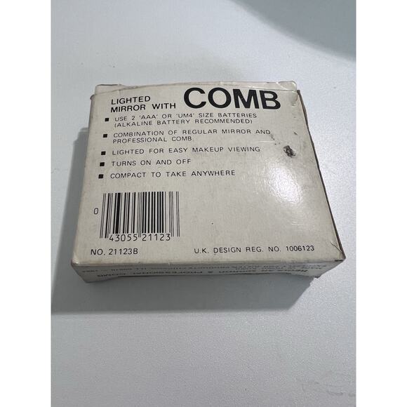 Vintage Saravel Lighted Makeup Mirror With Comb Original Box Hong Kong - Picture 3 of 6